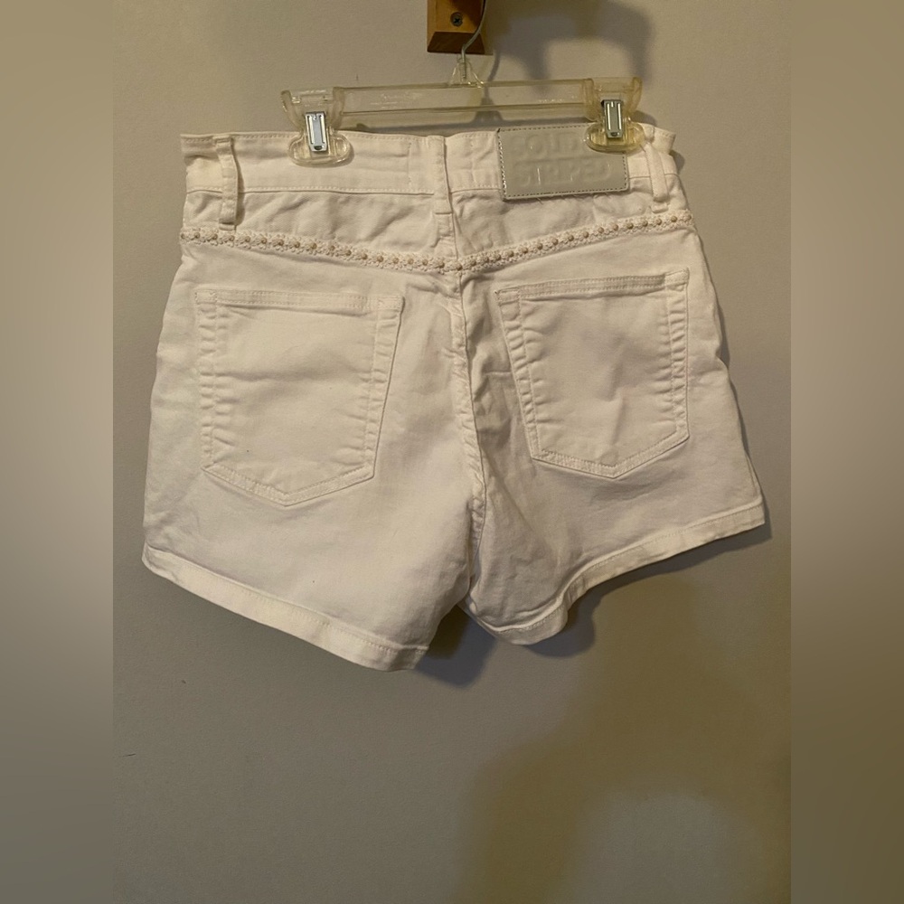 Women's White Denim Shorts - Picture 2 of 3